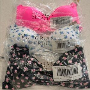 PINK Victoria's Secret Bikini Set - Hot Pink, Floral White, Floral Black